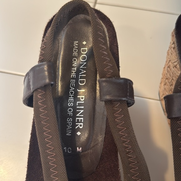 Donald J Pilner Wedge Sandals Women's 10 M Strappy Espadrille Slingback Brown - Picture 3 of 12